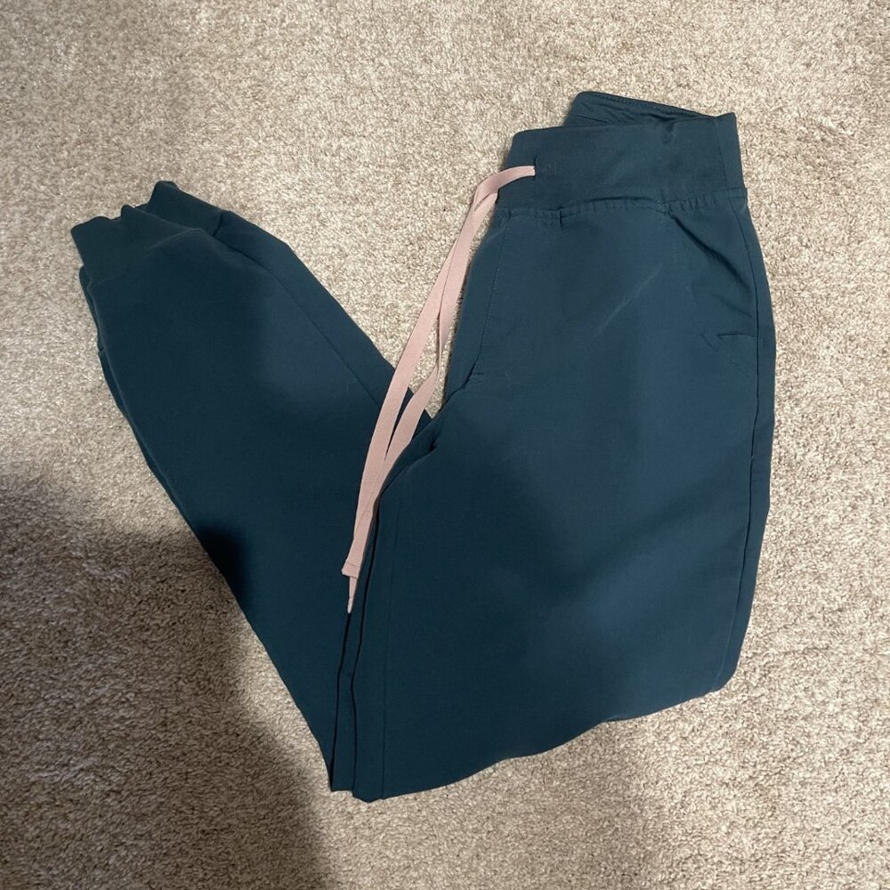 Figs Caribbean Blue Zamora High Waisted Petite Jogger Scrub Pants
